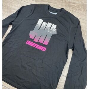 Undefeated Men's Long Sleeve Icon Logo Graphic T Shirt Black Pink Size M
